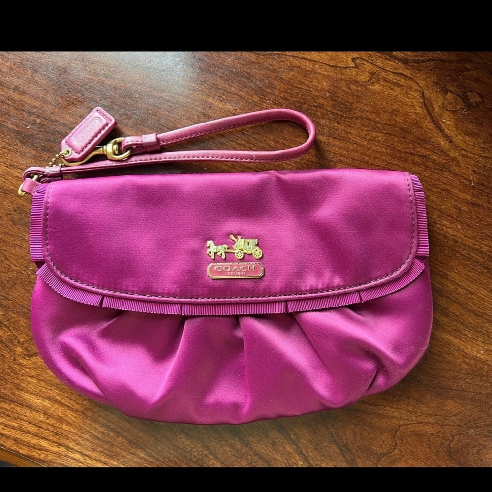 Coach Pink Clutch with Gold Logo